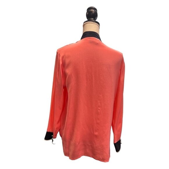 Vtg Bob Mackie Wearable Art Womens S Dragonfly Pink Mandarin Collar Silk Blouse - Picture 4 of 9